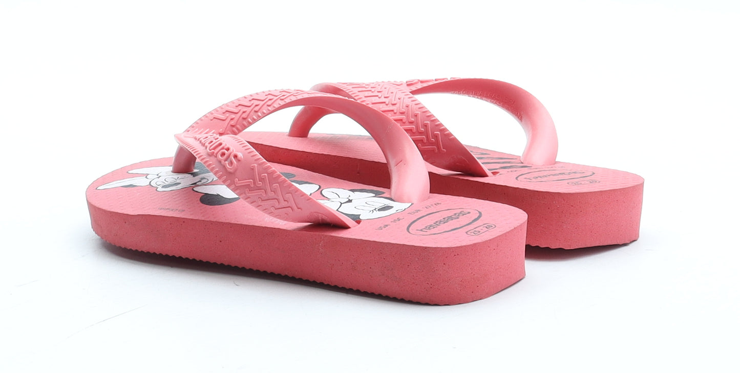 Havaianas Girls Pink Rubber Thong Sandal UK 10 27 - Minnie Mouse