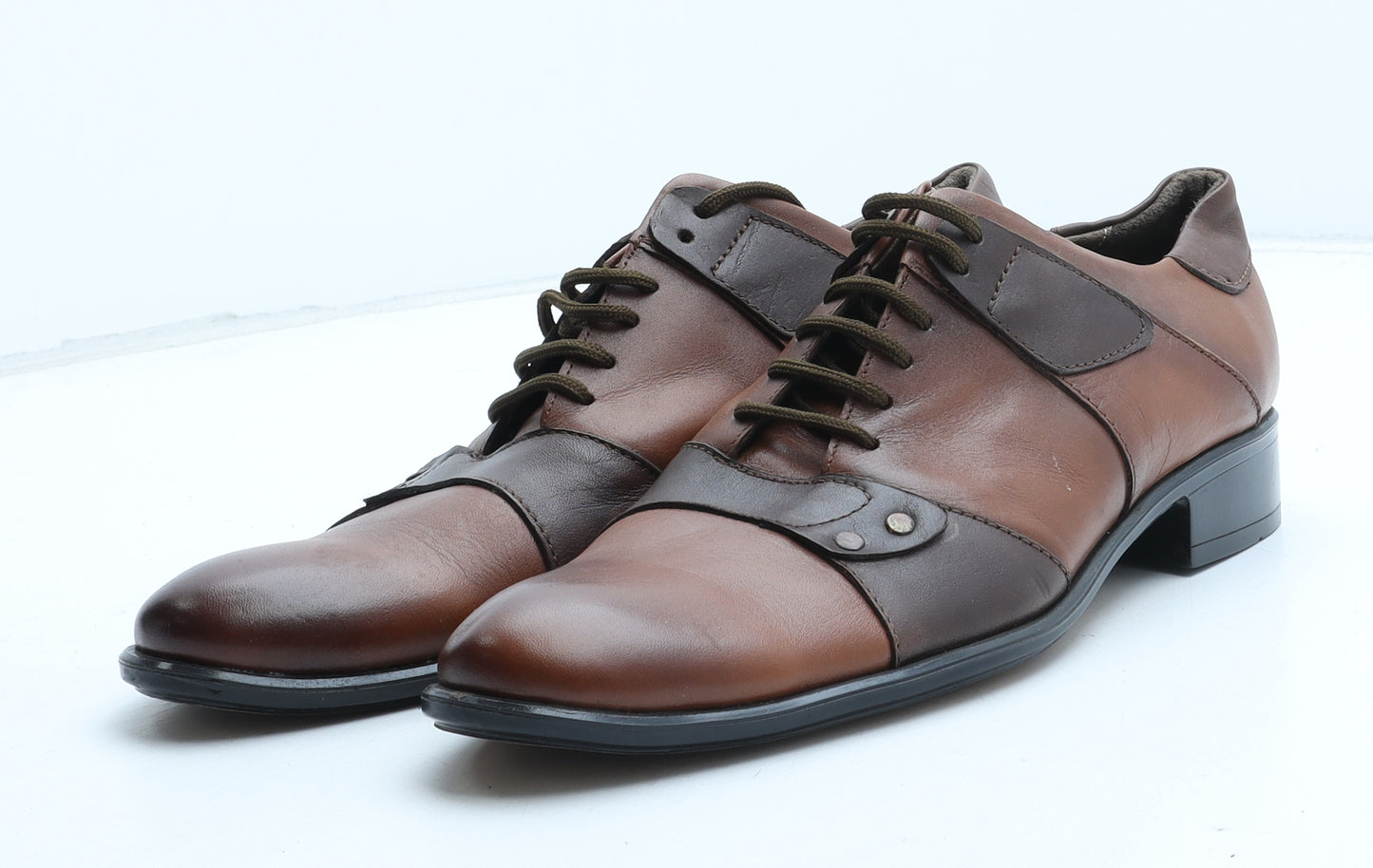 Slope Mens Brown Colourblock Leather Oxford Dress UK 8 42 - UK Estimated Size 8