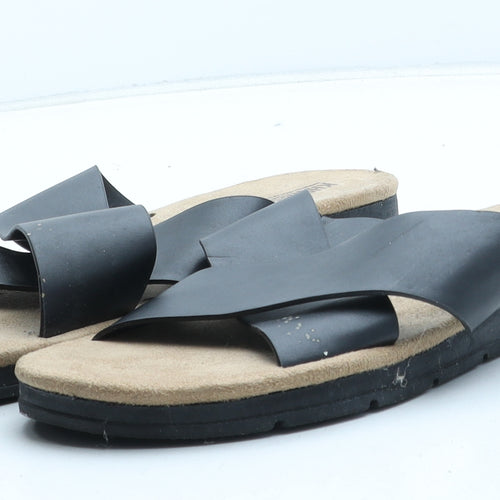 Khombu Womens Black Synthetic Slip On Sandal UK