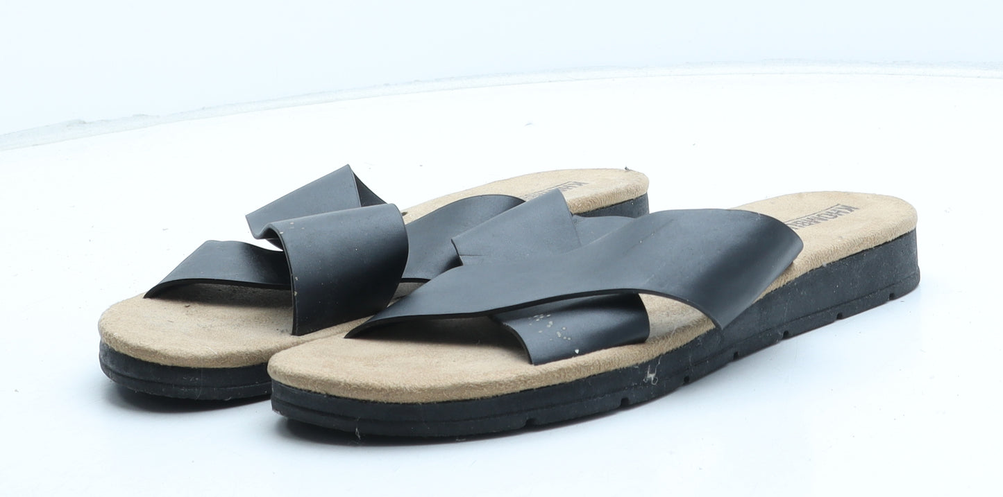 Khombu Womens Black Synthetic Slip On Sandal UK