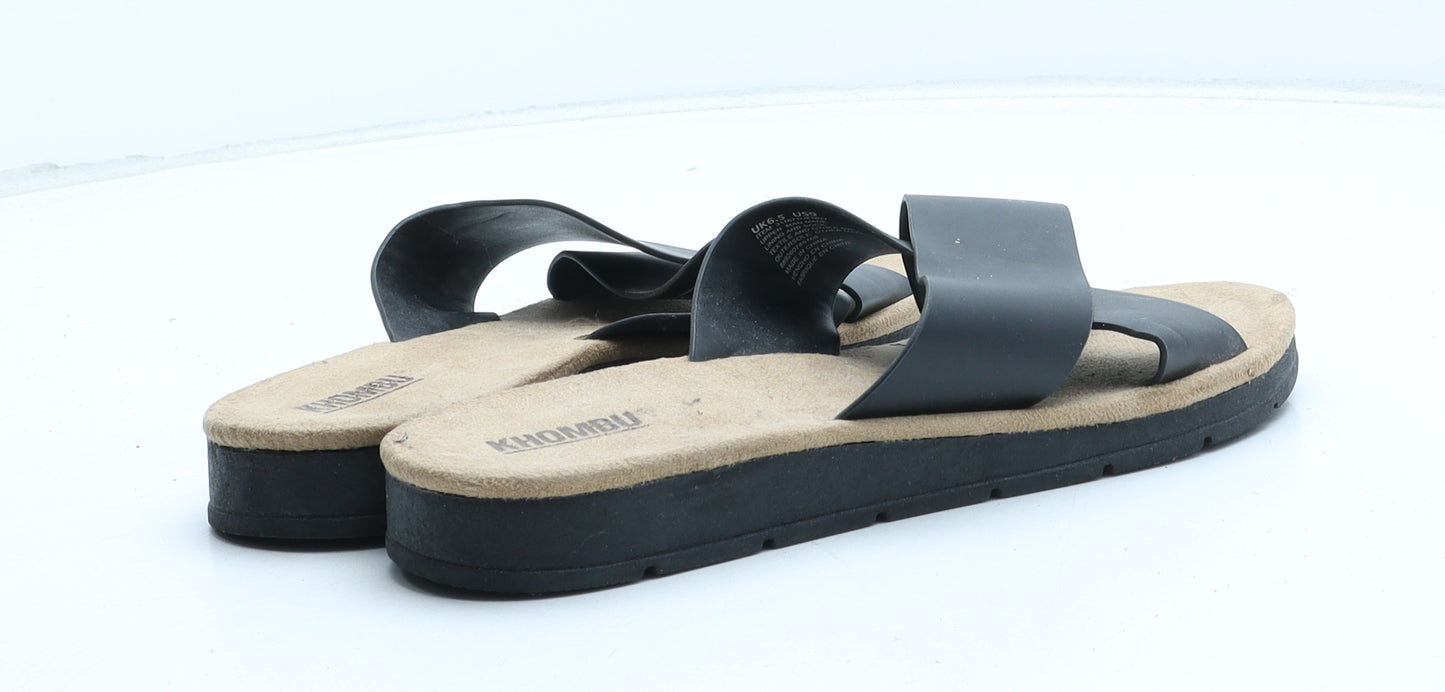 Khombu Womens Black Synthetic Slip On Sandal UK
