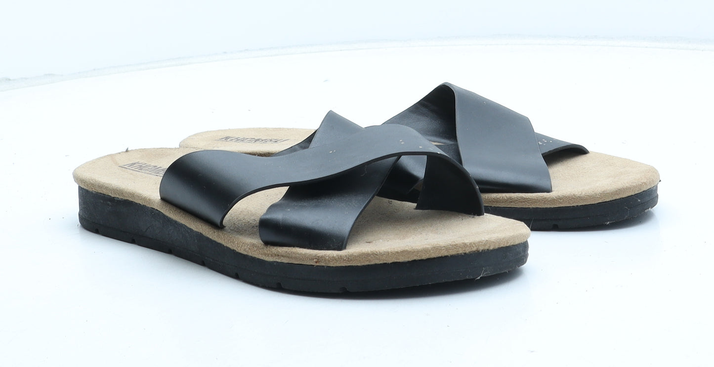 Khombu Womens Black Synthetic Slip On Sandal UK