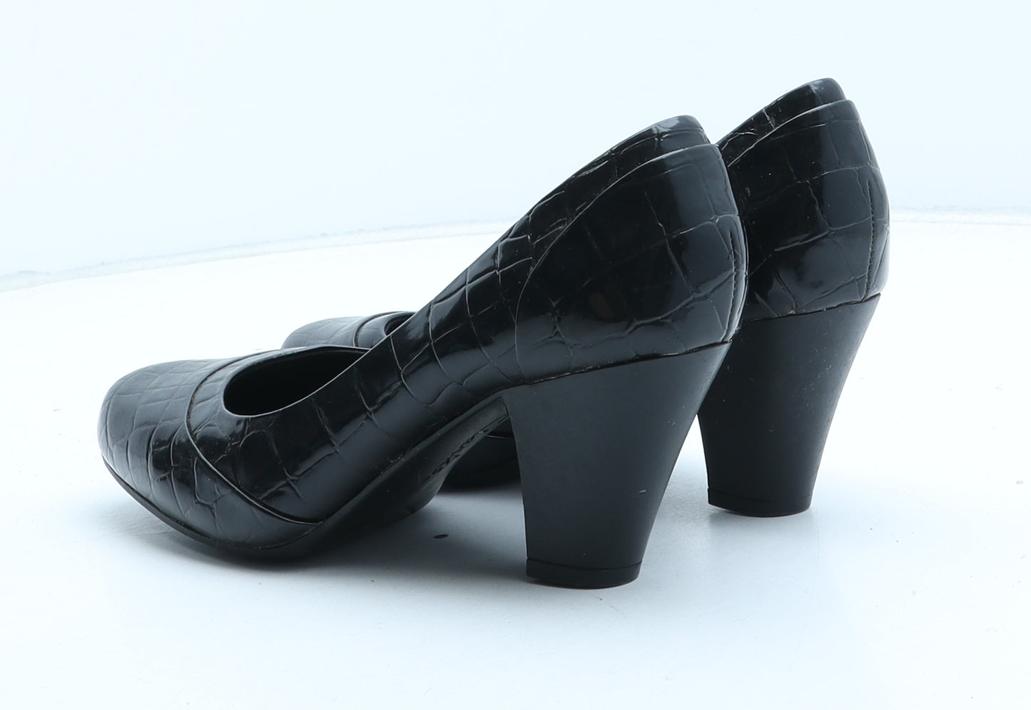 Clarks Womens Black Synthetic Court Heel UK - Croc Texture