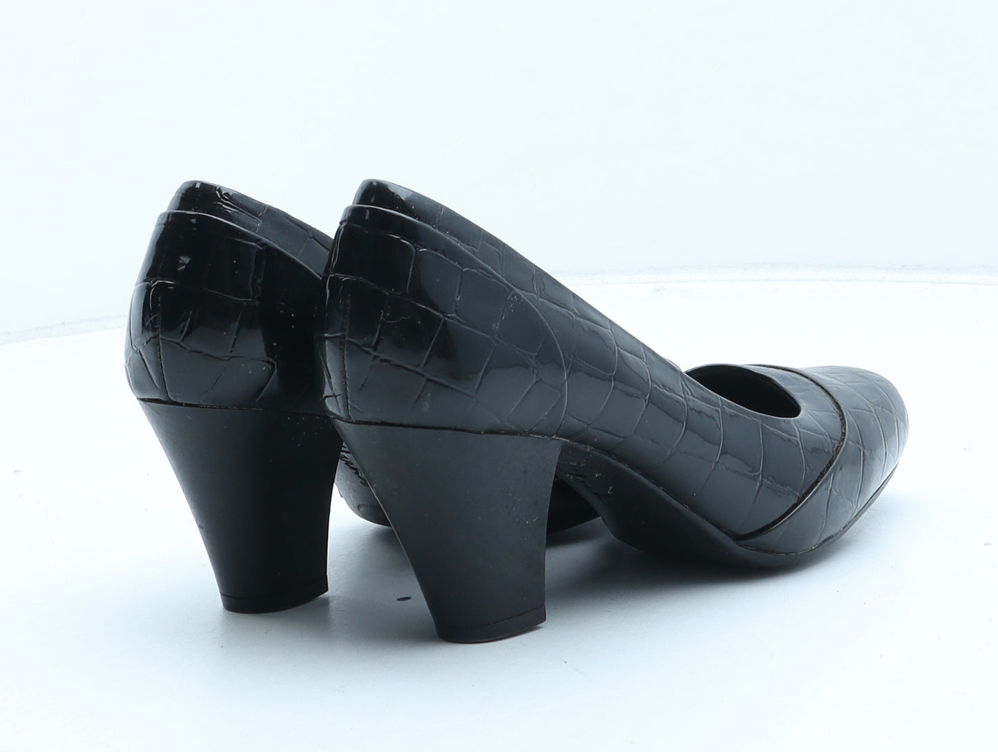 Clarks Womens Black Synthetic Court Heel UK - Croc Texture