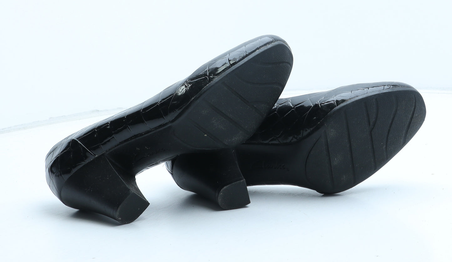Clarks Womens Black Synthetic Court Heel UK - Croc Texture