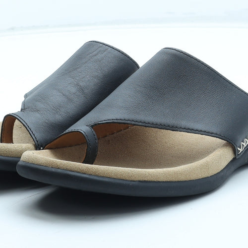 Gabor Womens Black Leather Thong Sandal UK