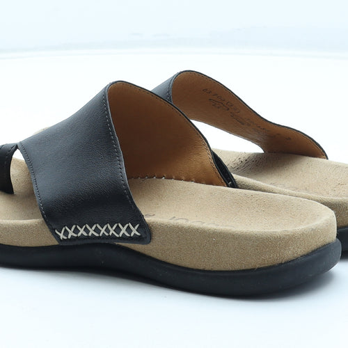 Gabor Womens Black Leather Thong Sandal UK