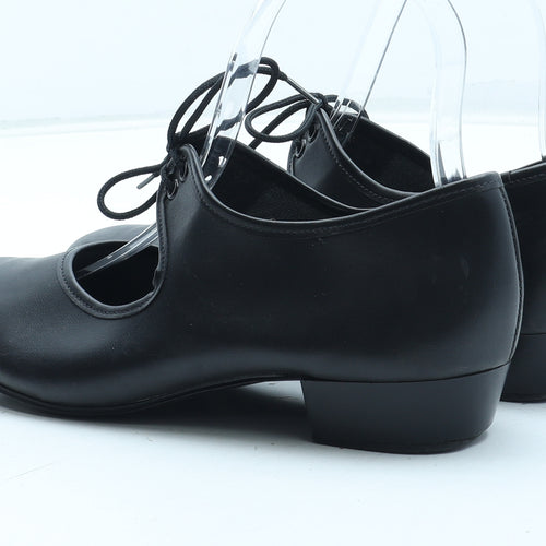Preworn Girls Black Polyurethane Slip On Heel UK 4 - Tap Dance