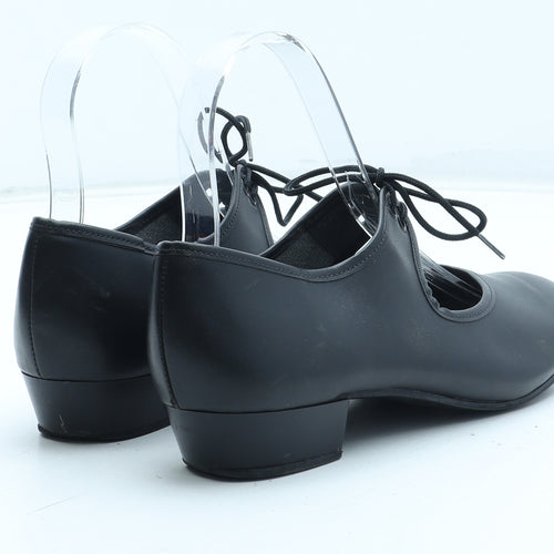 Preworn Girls Black Polyurethane Slip On Heel UK 4 - Tap Dance