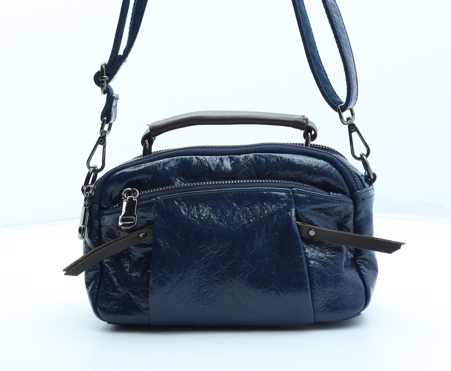 Preworn Womens Blue Polyurethane Crossbody Size Small