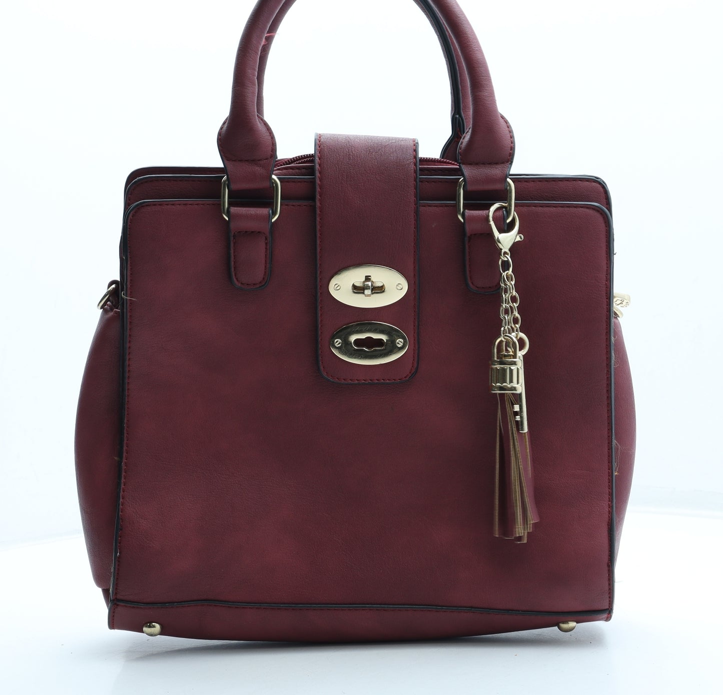 Preworn Womens Red Polyurethane Top Handle Bag Size Medium