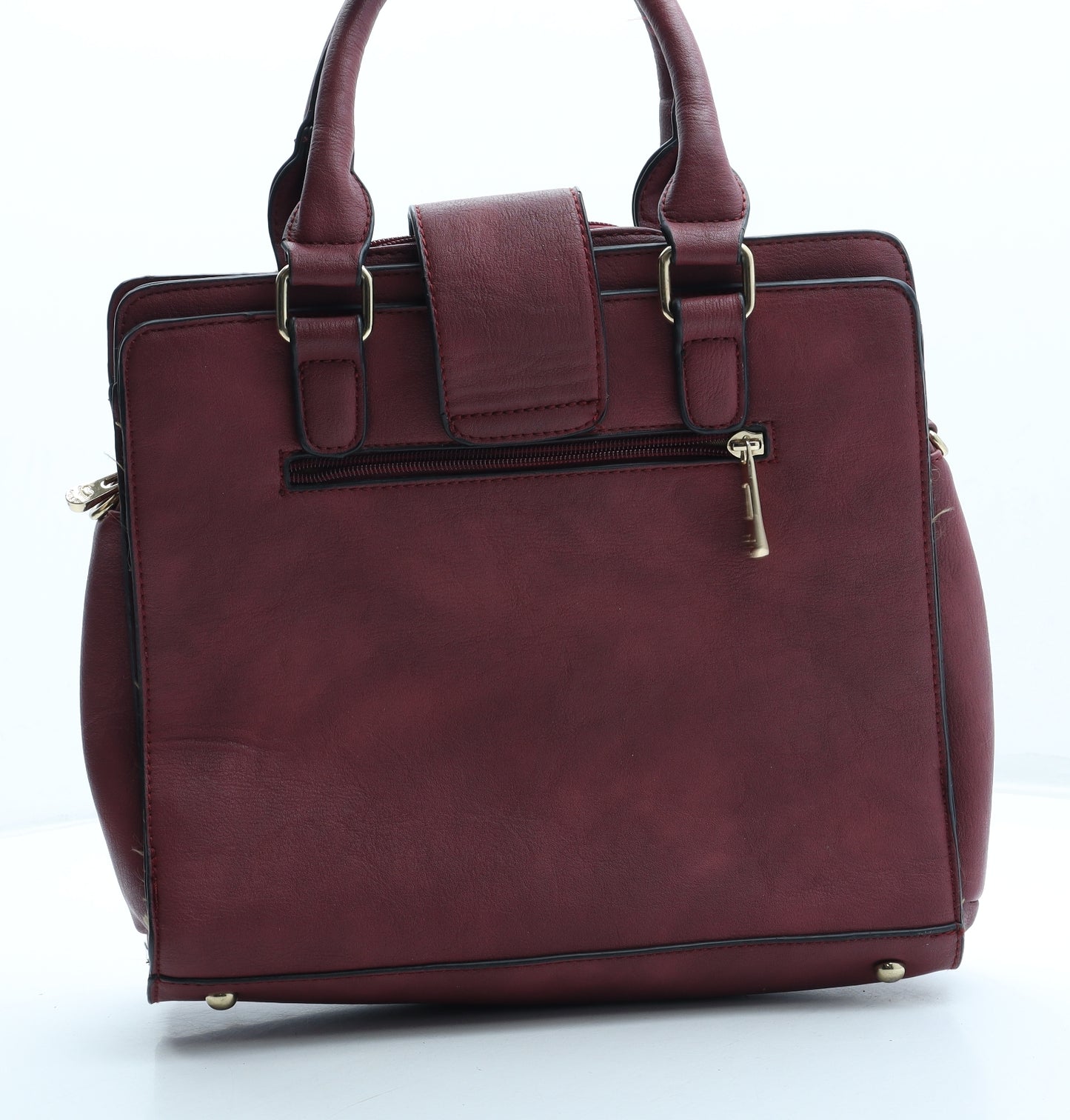 Preworn Womens Red Polyurethane Top Handle Bag Size Medium