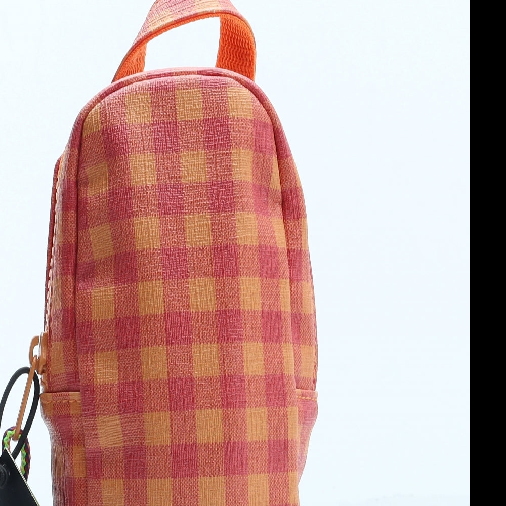 Walking Mum Womens Orange Check Polyurethane Top Handle Bag Size Small