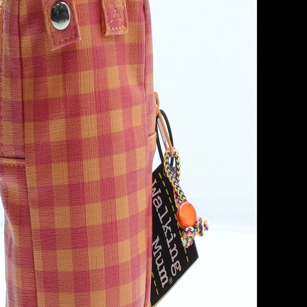 Walking Mum Womens Orange Check Polyurethane Top Handle Bag Size Small