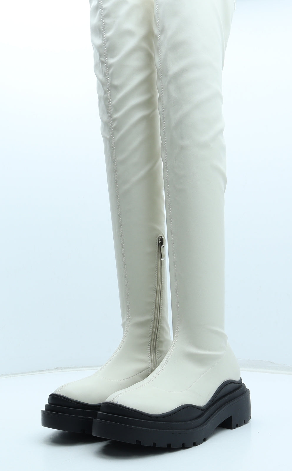 Missguided Womens White Polyurethane Bootie Boot UK