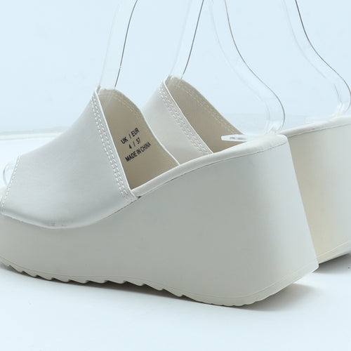 Qupid Womens White Polyurethane Mule Heel UK