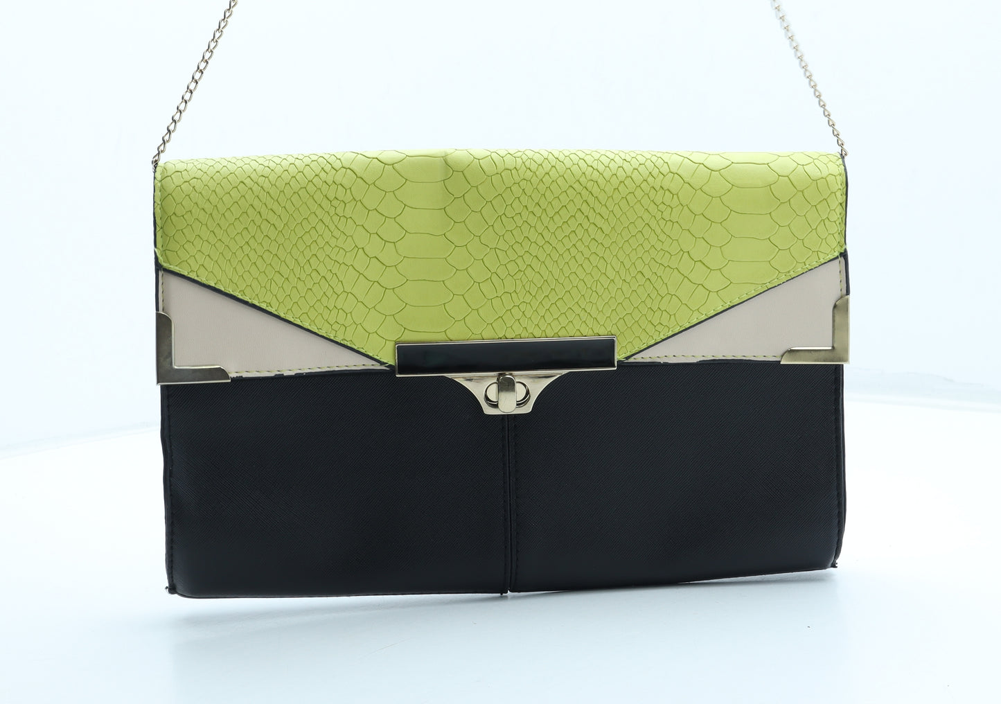 New Look Womens Multicoloured Colorblock Polyurethane Shoulder Bag Size Small - Croc Texture