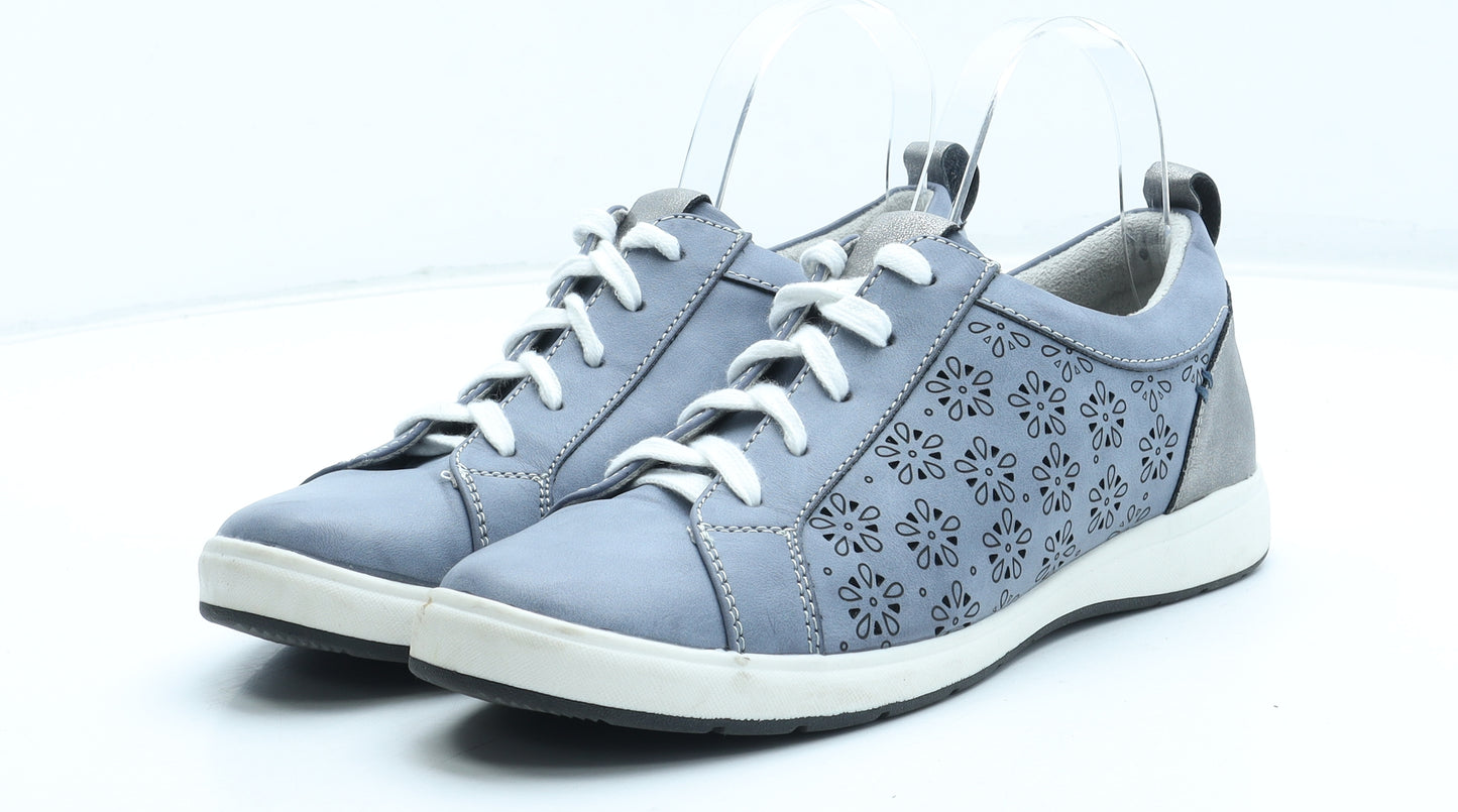 Pavers Womens Blue Geometric Synthetic Trainer UK