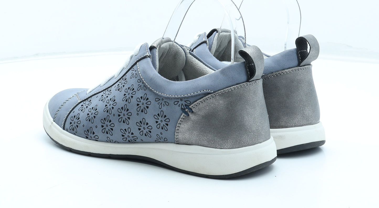 Pavers Womens Blue Geometric Synthetic Trainer UK