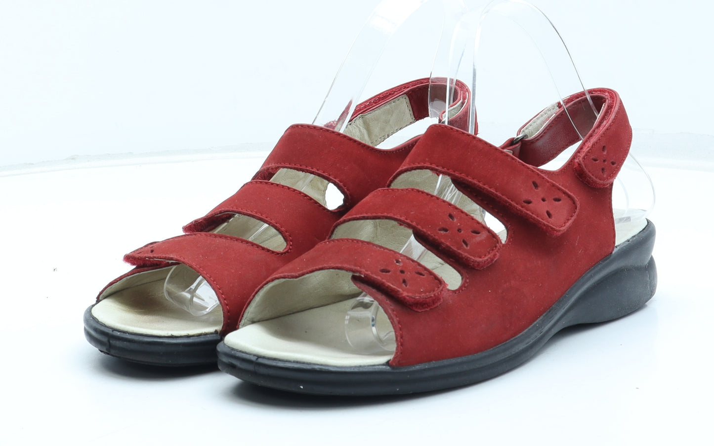 Padders Womens Red Leather Slingback Sandal UK