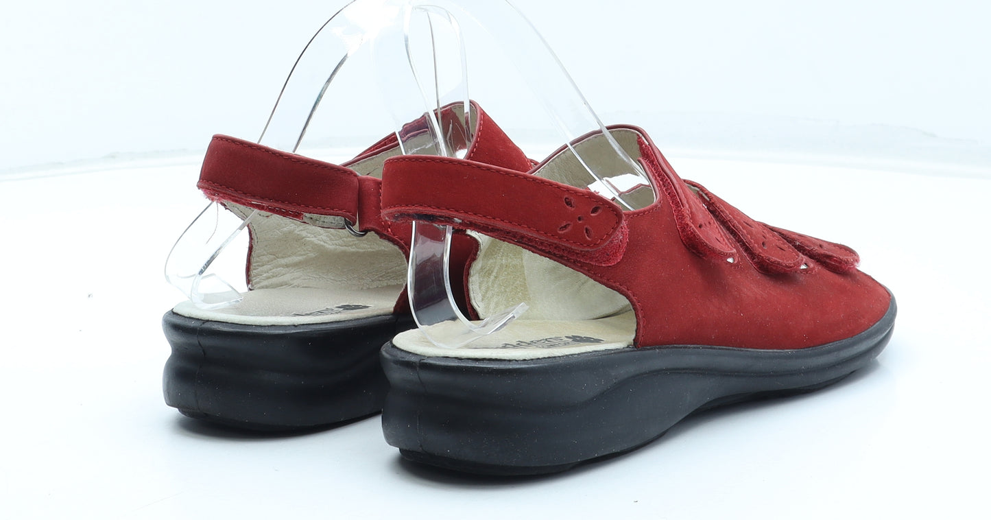 Padders Womens Red Leather Slingback Sandal UK