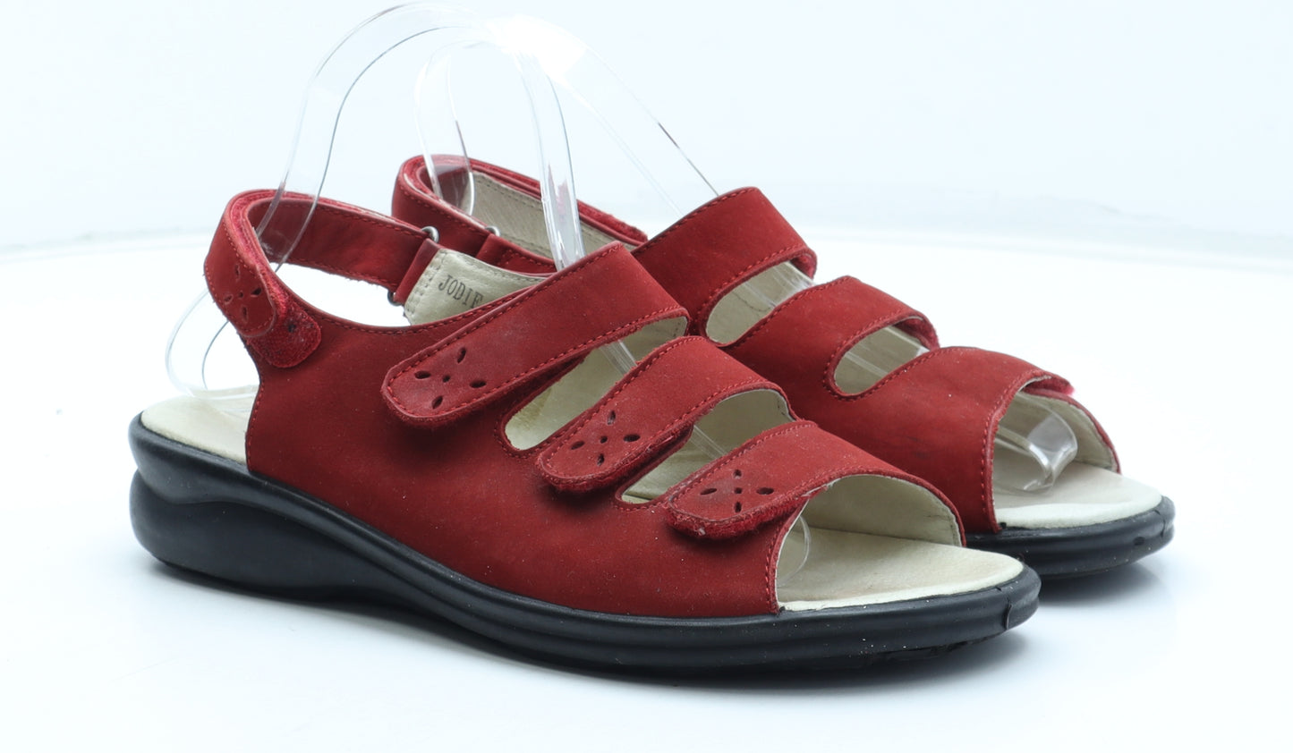 Padders Womens Red Leather Slingback Sandal UK