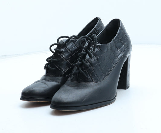 Clarks Womens Black Synthetic Court Heel UK - Croc Texture