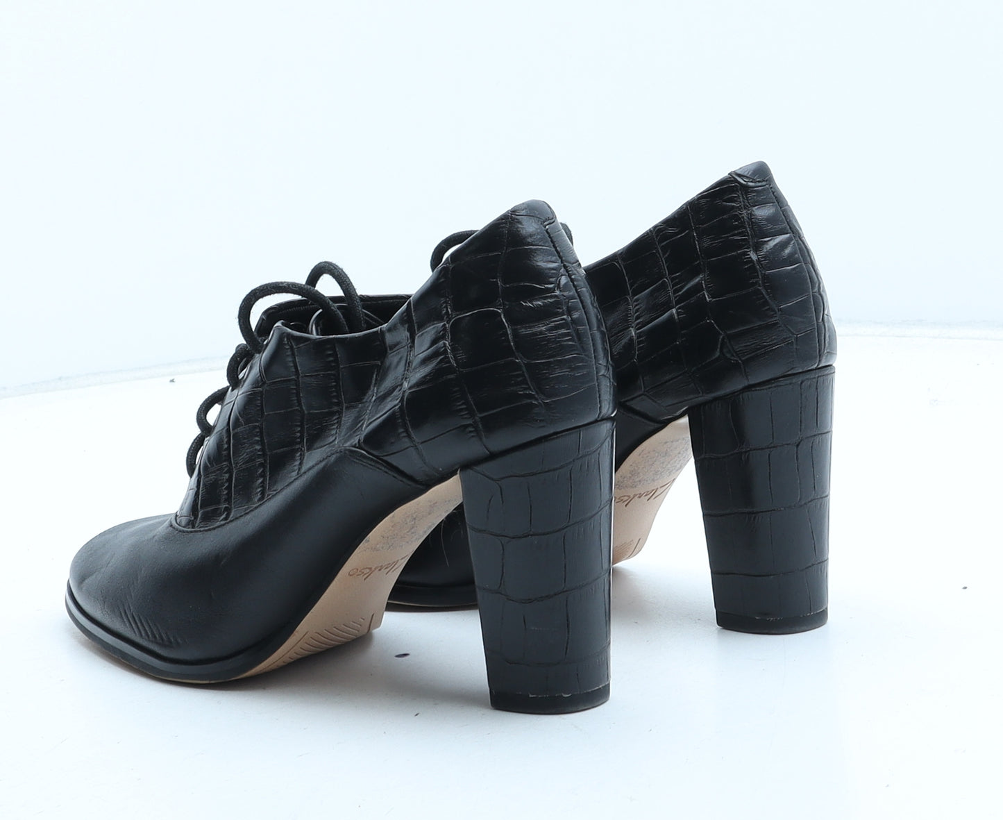 Clarks Womens Black Synthetic Court Heel UK - Croc Texture