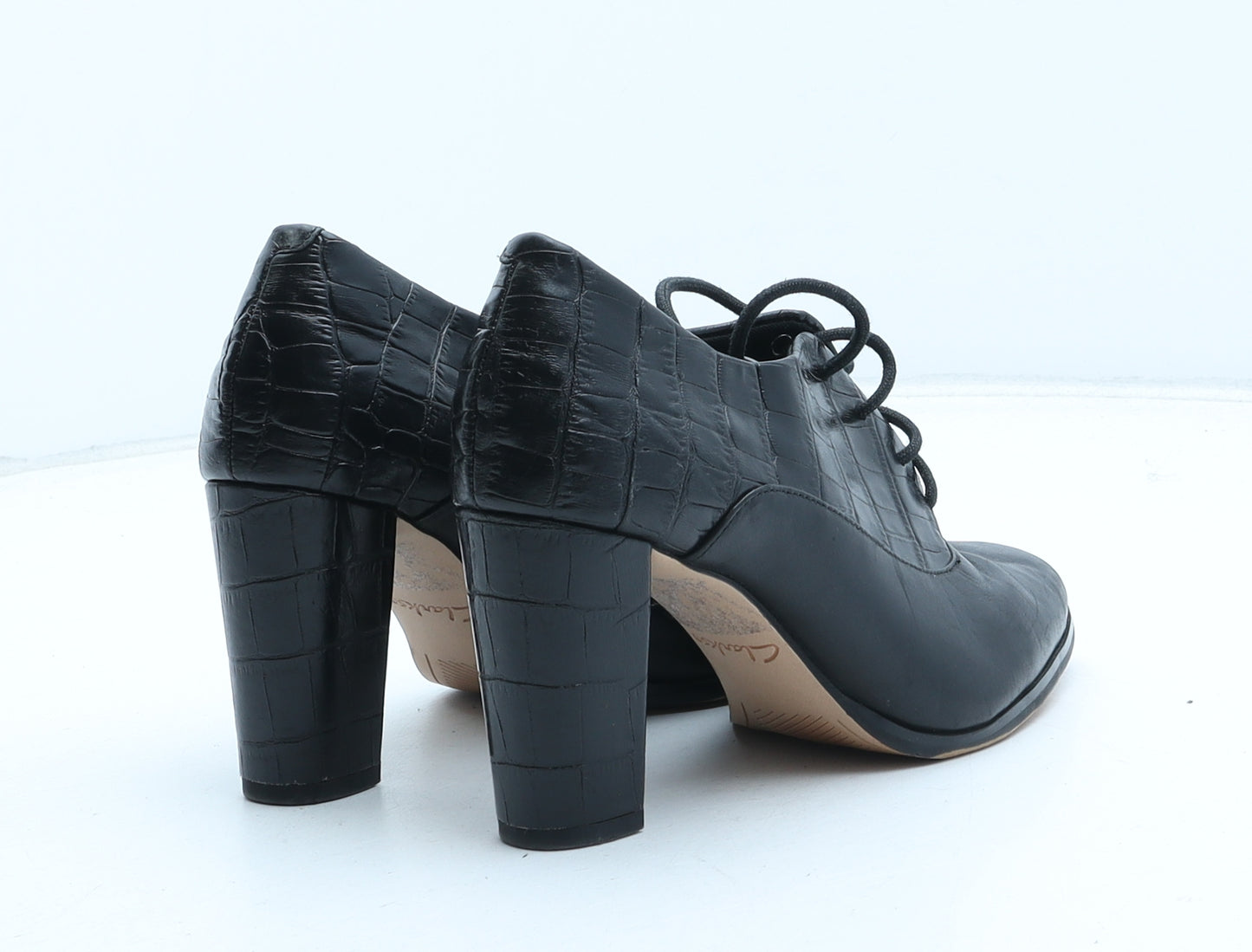 Clarks Womens Black Synthetic Court Heel UK - Croc Texture