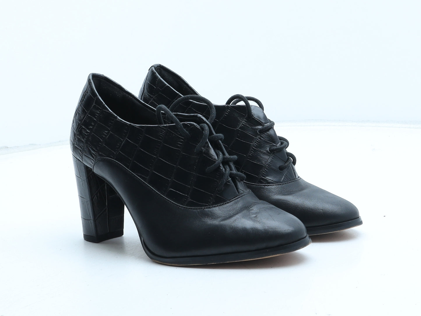Clarks Womens Black Synthetic Court Heel UK - Croc Texture
