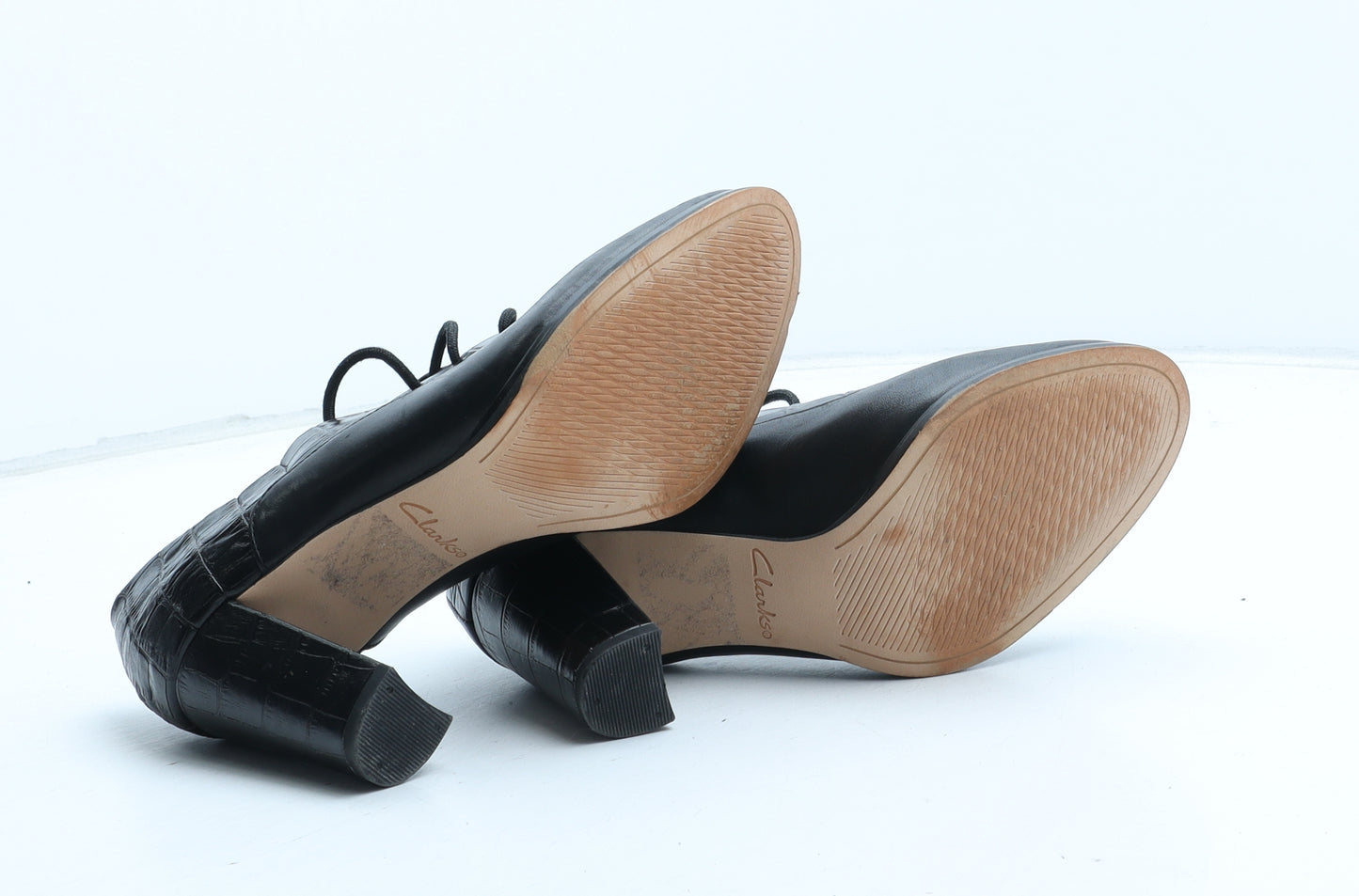 Clarks Womens Black Synthetic Court Heel UK - Croc Texture