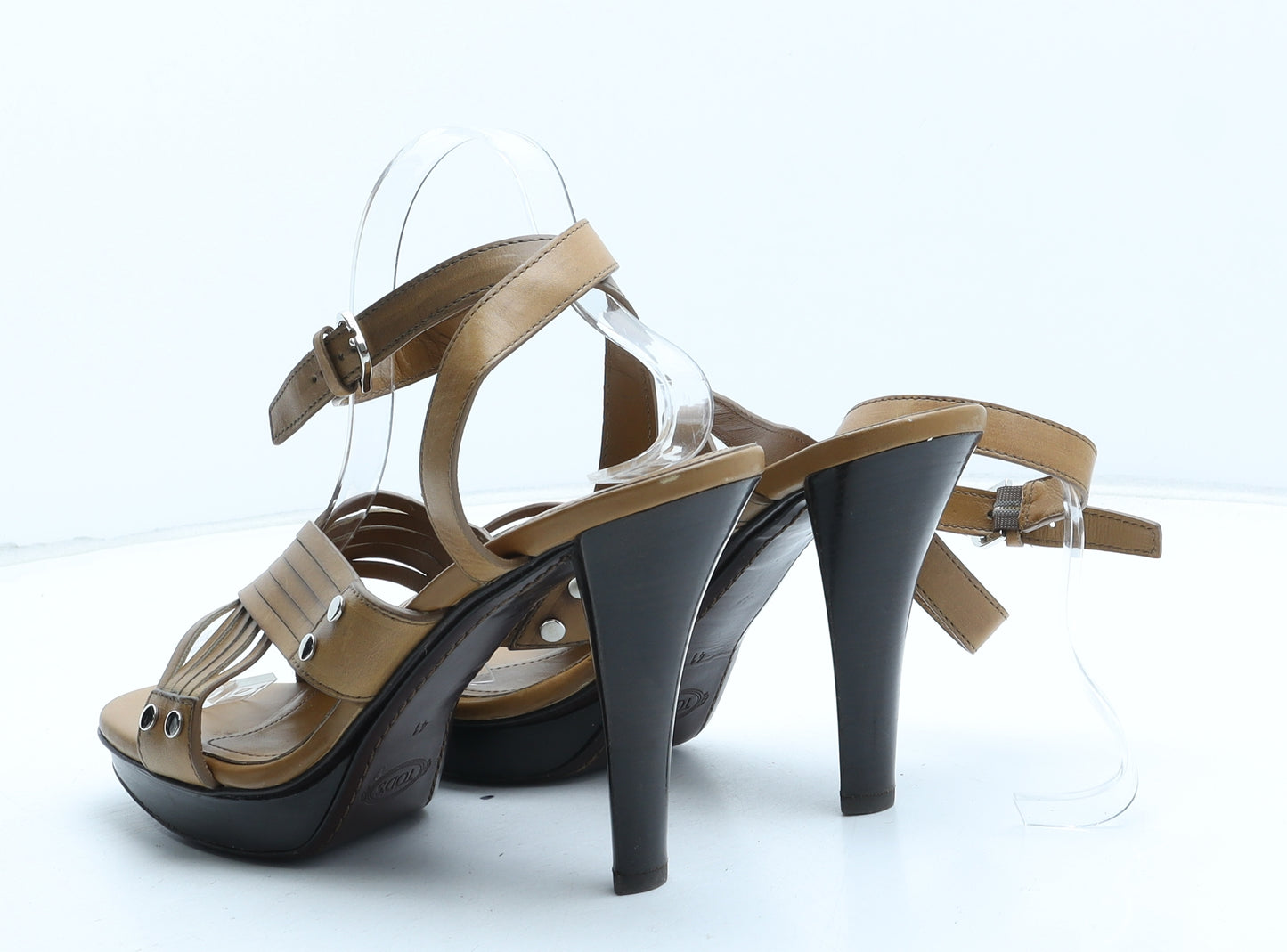 Tods Womens Brown Leather Strappy Heel UK