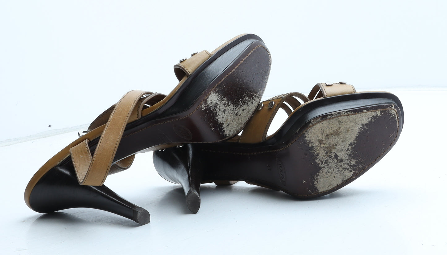 Tods Womens Brown Leather Strappy Heel UK