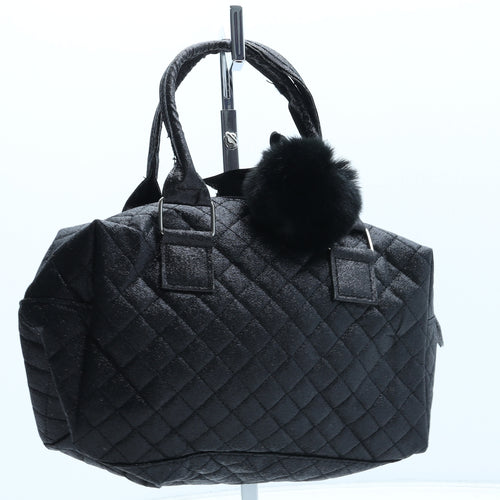 Morgan Womens Black Argyle/Diamond Polyurethane Top Handle Bag Size Small