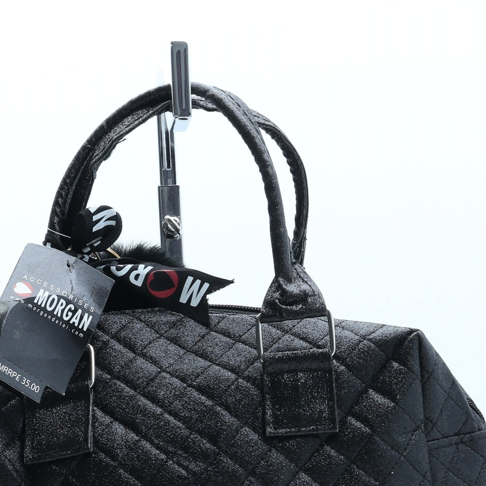 Morgan Womens Black Argyle/Diamond Polyurethane Top Handle Bag Size Small
