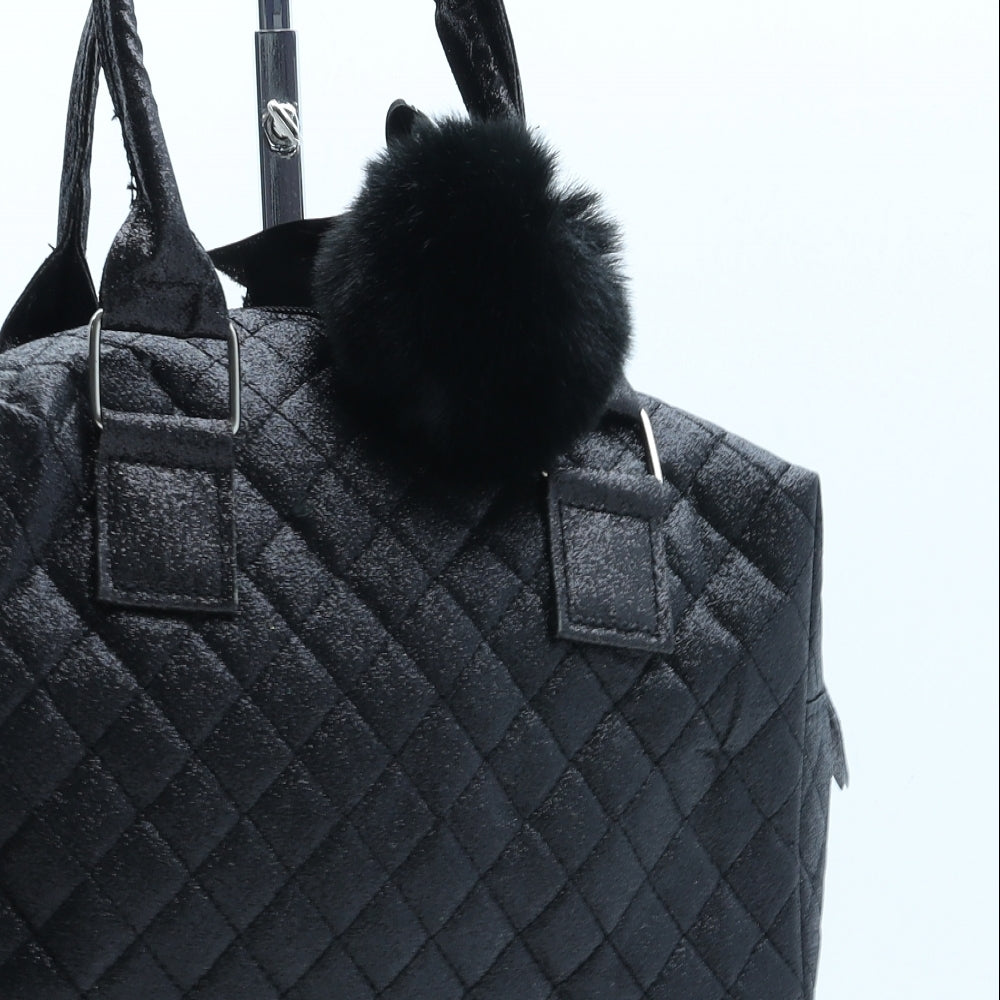 Morgan Womens Black Argyle/Diamond Polyurethane Top Handle Bag Size Small