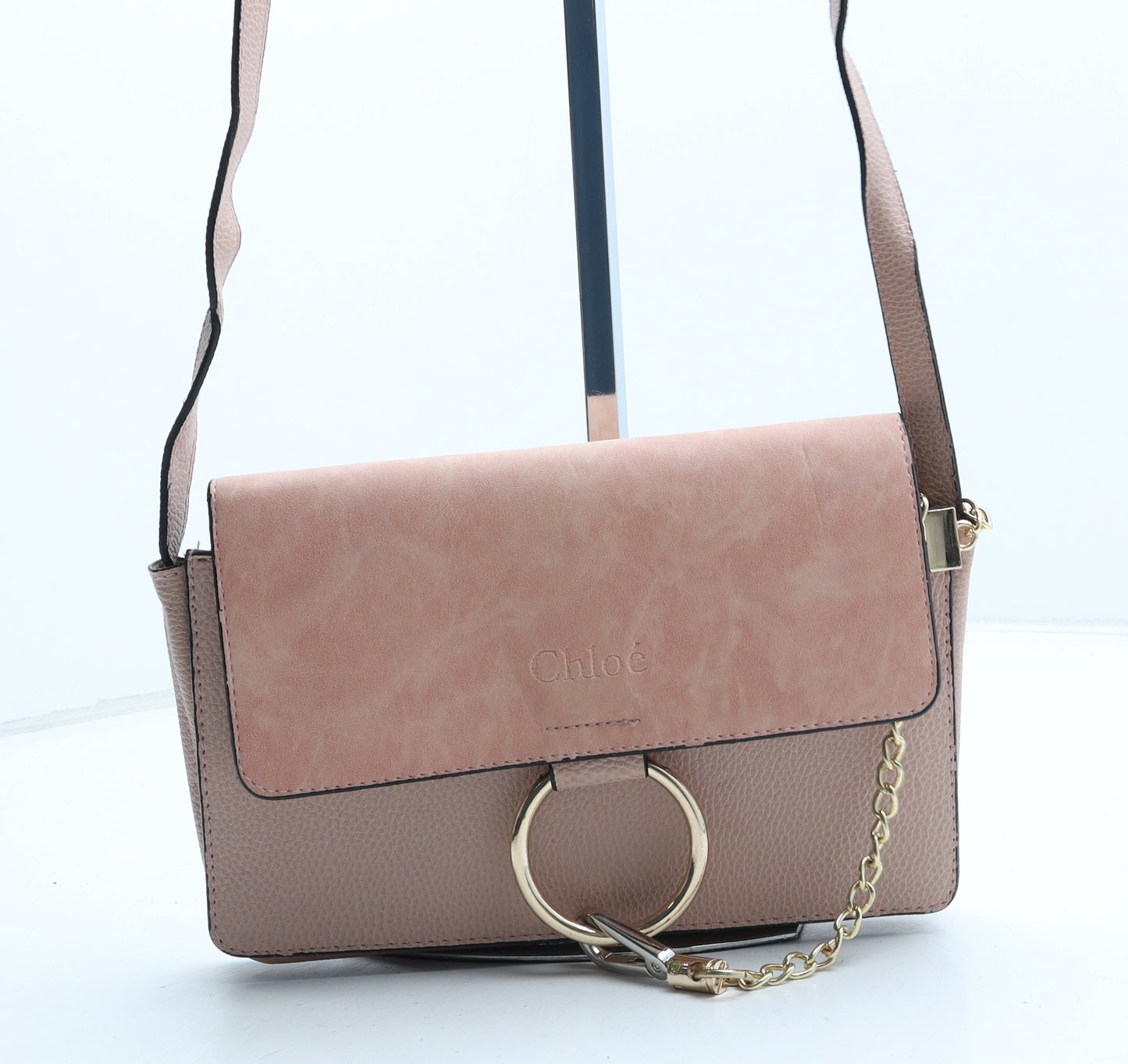 Chloe Womens Pink Polyurethane Shoulder Bag Size Small