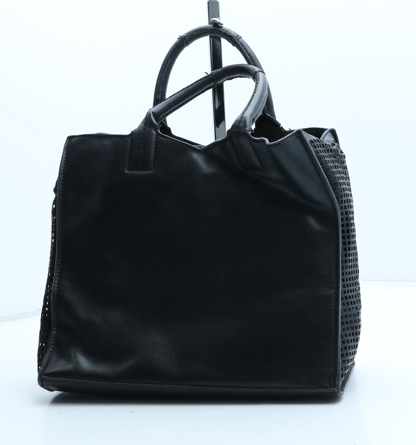 Topshop Womens Black Polyurethane Top Handle Bag Size Small