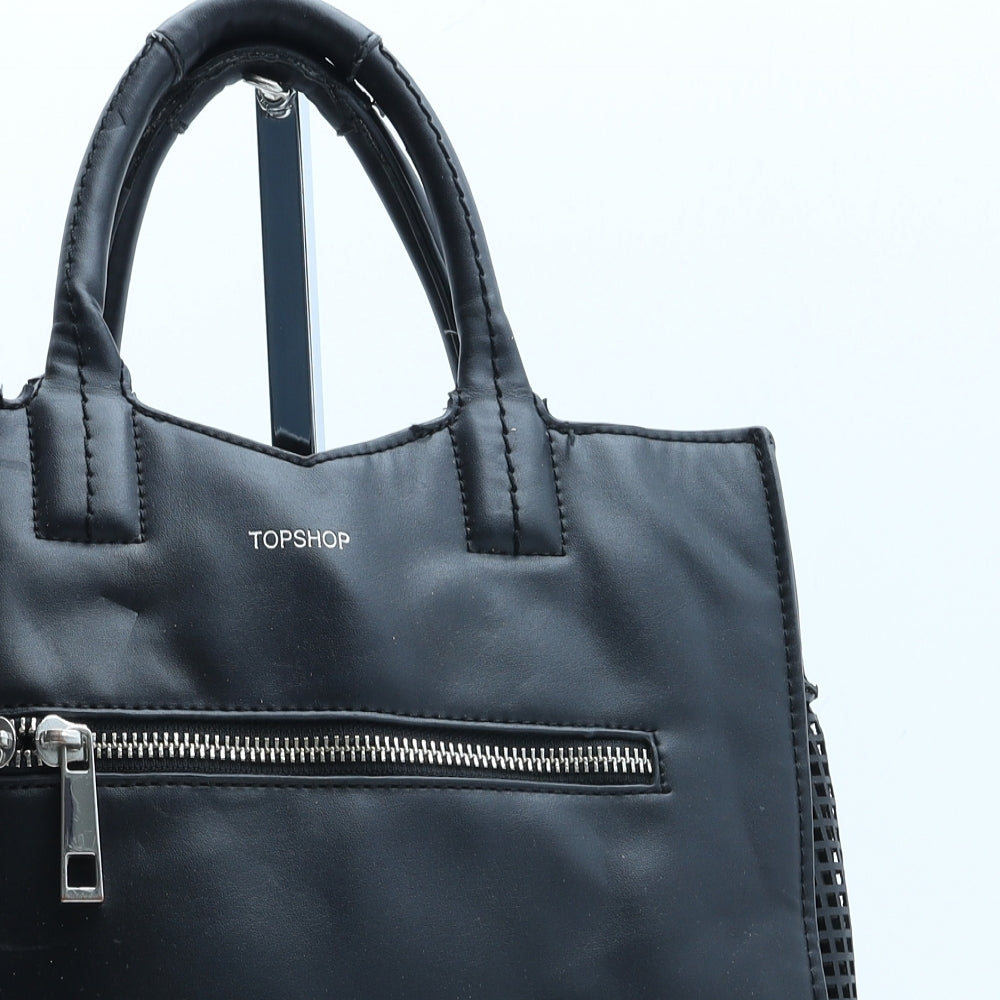 Topshop Womens Black Polyurethane Top Handle Bag Size Small