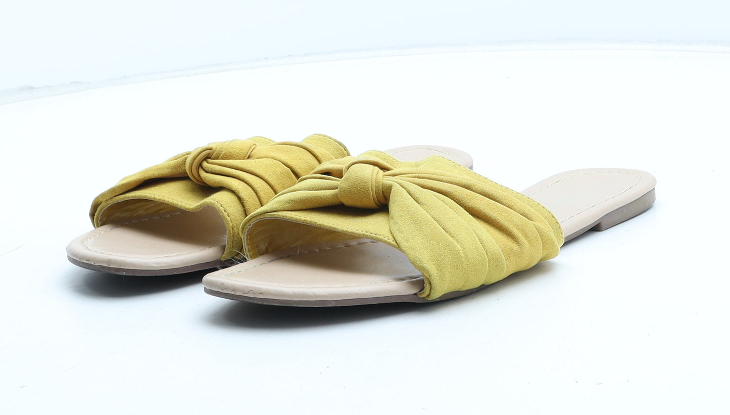 Primark Womens Yellow Synthetic Slip On Sandal UK