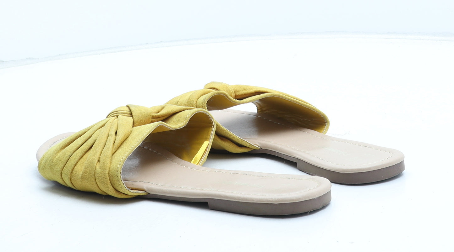 Primark Womens Yellow Synthetic Slip On Sandal UK