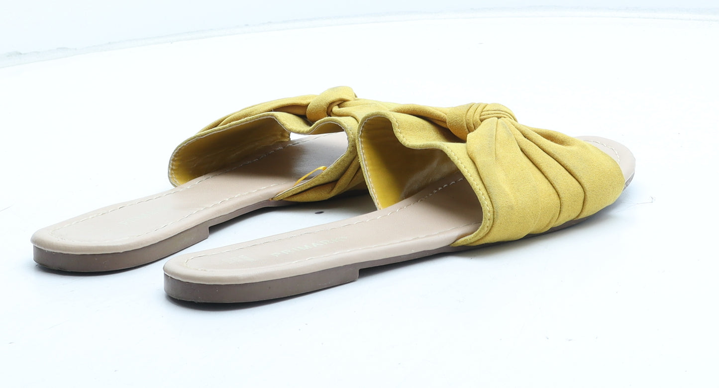 Primark Womens Yellow Synthetic Slip On Sandal UK