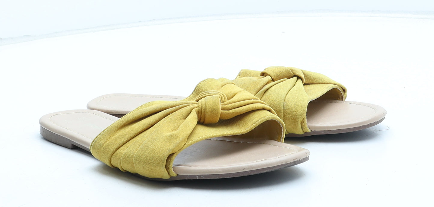 Primark Womens Yellow Synthetic Slip On Sandal UK