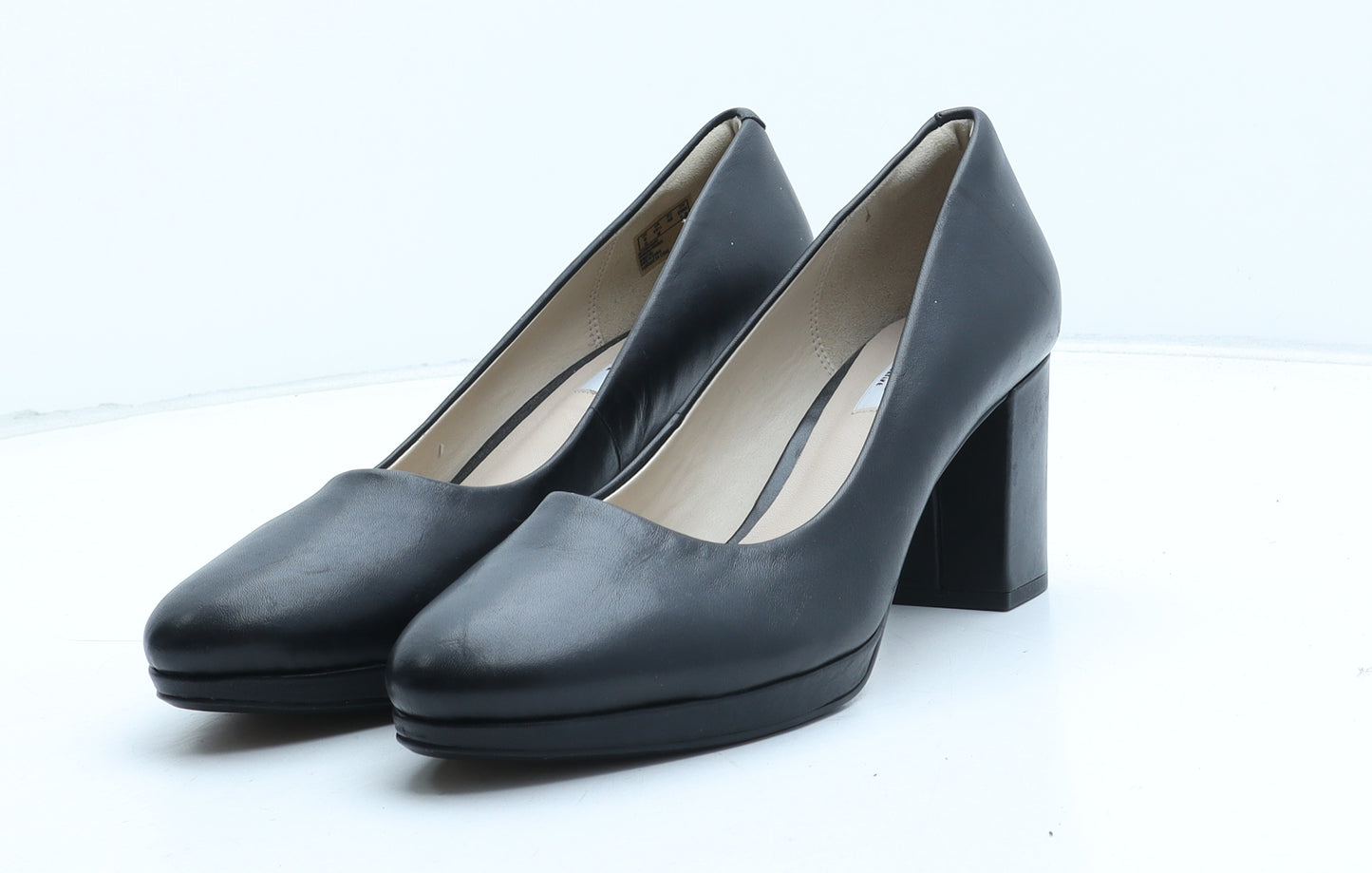 Clarks Womens Black Leather Court Heel UK