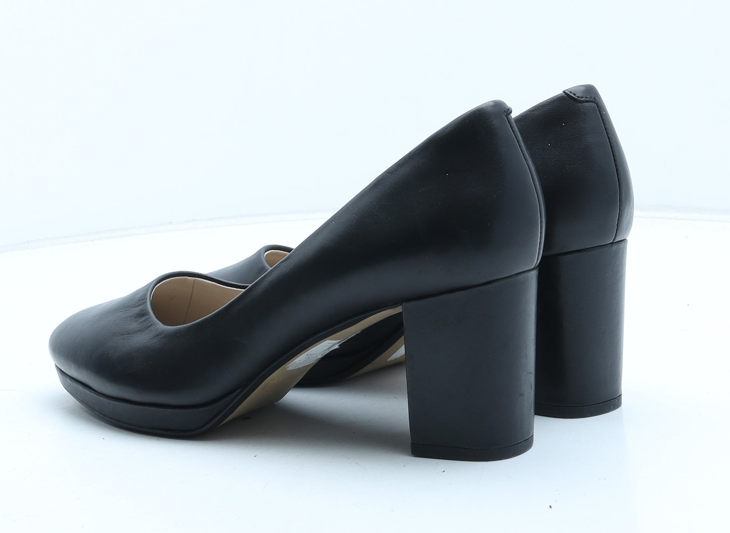 Clarks Womens Black Leather Court Heel UK