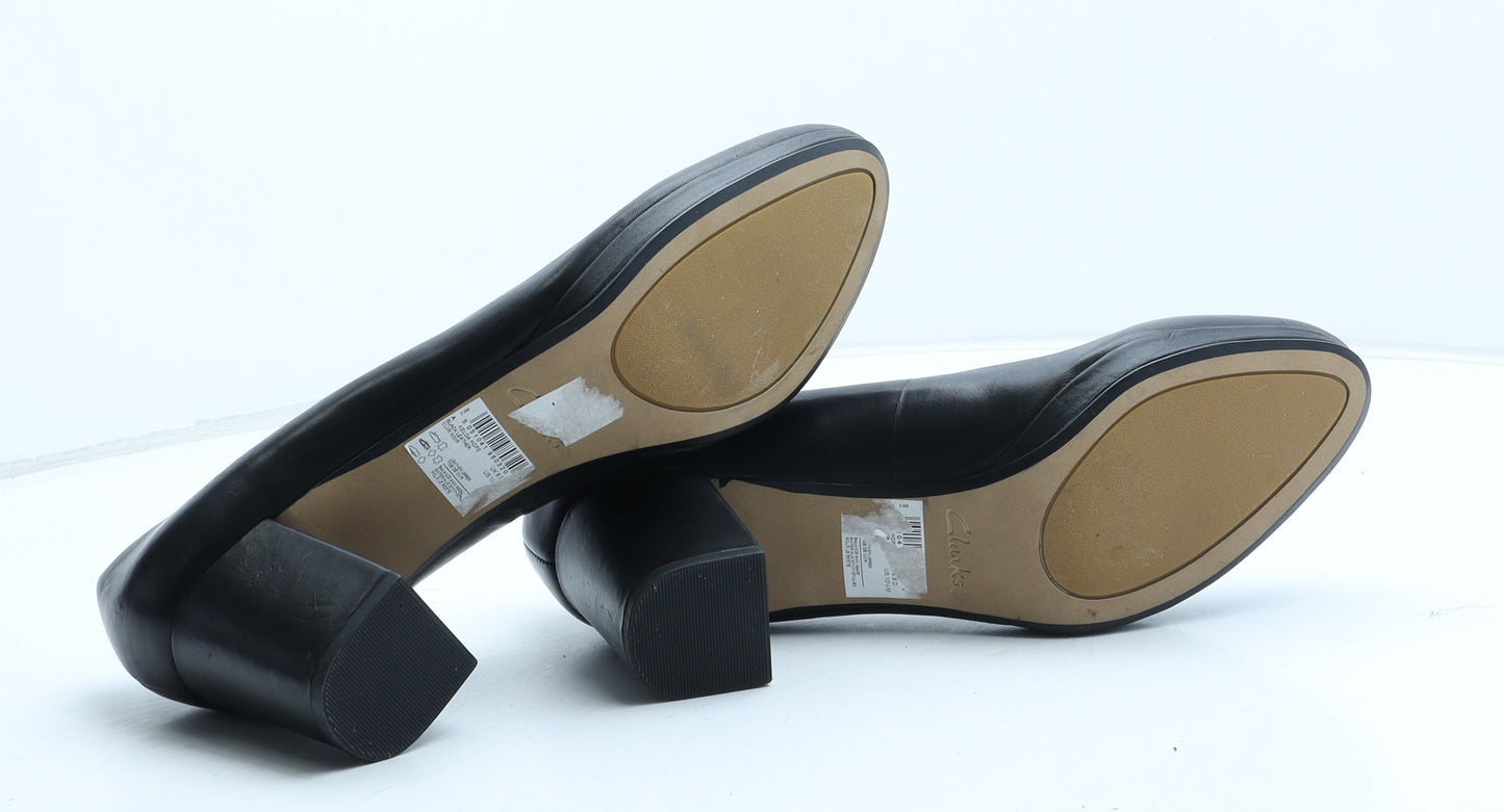 Clarks Womens Black Leather Court Heel UK