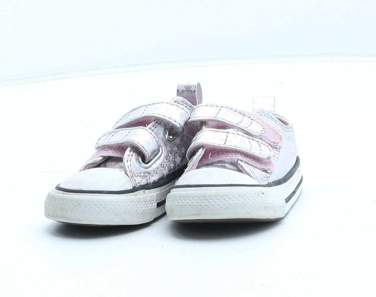 Converse Girls Silver Geometric Synthetic Trainer UK 4 - Star Pattern
