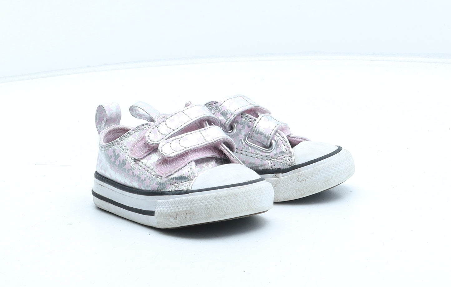 Converse Girls Silver Geometric Synthetic Trainer UK 4 - Star Pattern