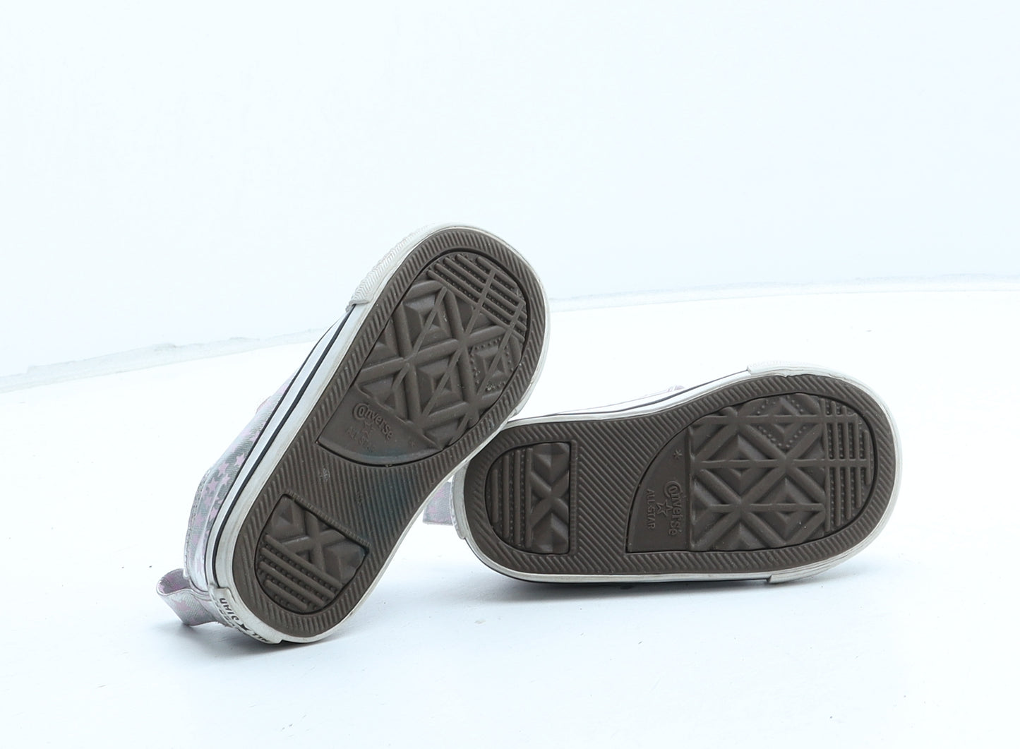 Converse Girls Silver Geometric Synthetic Trainer UK 4 - Star Pattern