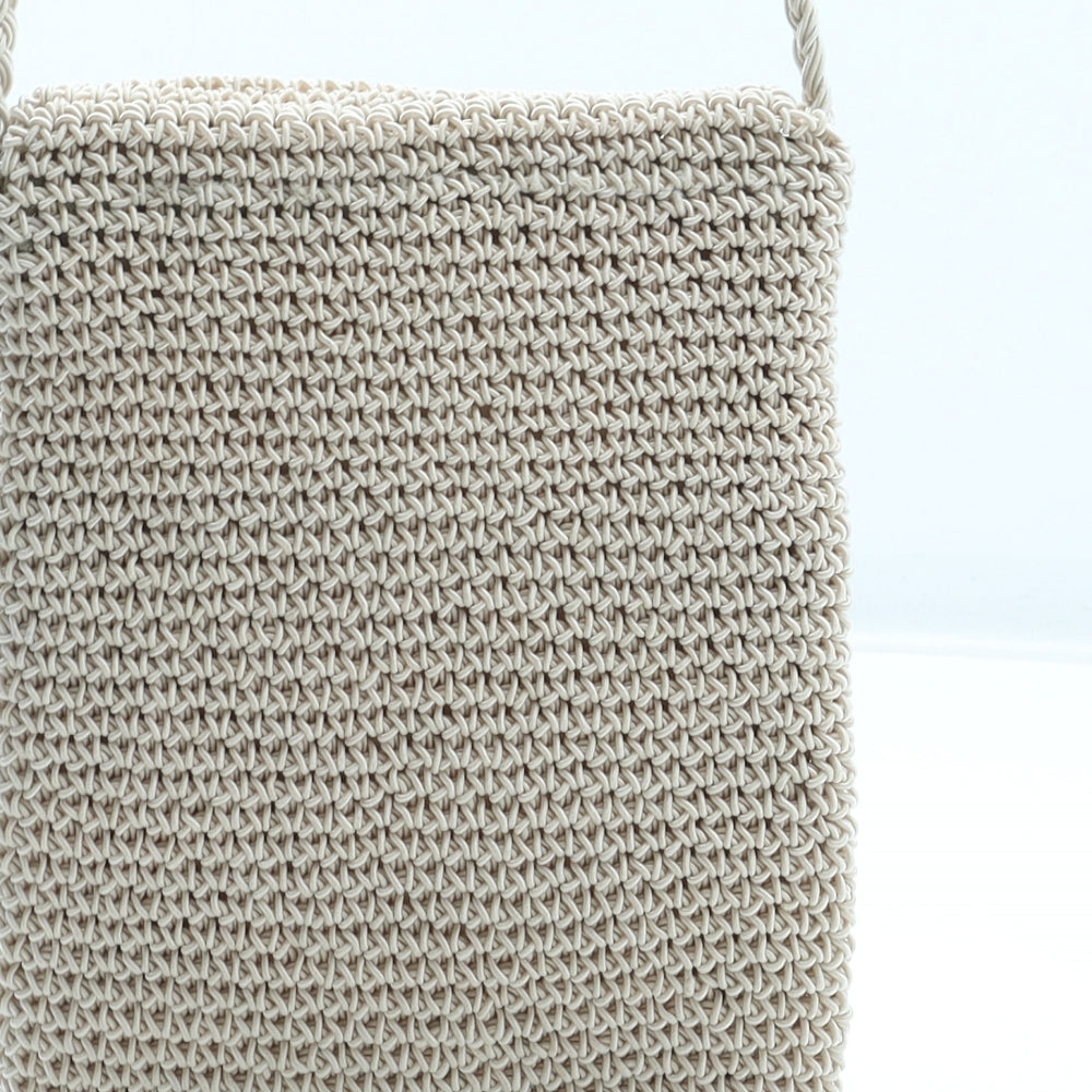 Preworn Womens Beige Geometric Nylon Crossbody Size Small